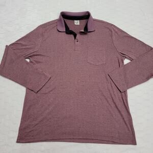 Hardaddy Men Large Burgundy Polo Shirt Long Sleeve Performance Stretch Golf Work